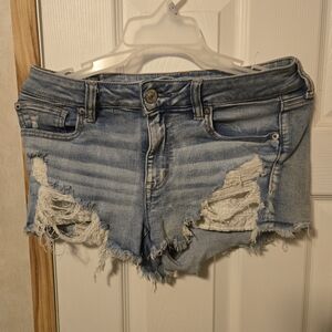 American Eagle Outfitters Light Blue Distressed Jean Shorts